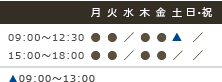 診療時間 9:00-12:30、15:00-18:00 ※土曜は9:00～13:00